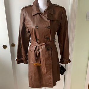 Vintage Terry Levis Leather Trench Coat M